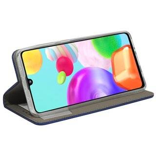 Buch Tasche "Smart" kompatibel mit SAMSUNG GALAXY A41 ( A415F ) Handy Hülle Etui Brieftasche Schutzhülle mit Standfunktion, Kartenfach Blau