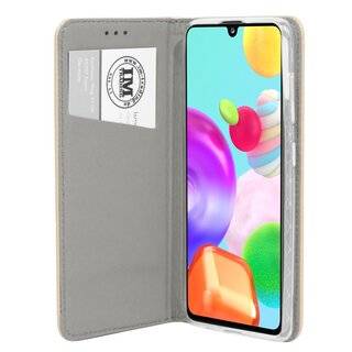 Buch Tasche "Smart" kompatibel mit SAMSUNG GALAXY A41 ( A415F ) Handy Hülle Etui Brieftasche Schutzhülle mit Standfunktion, Kartenfach Gold