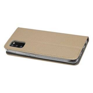 Buch Tasche "Smart" kompatibel mit SAMSUNG GALAXY A41 ( A415F ) Handy Hülle Etui Brieftasche Schutzhülle mit Standfunktion, Kartenfach Gold
