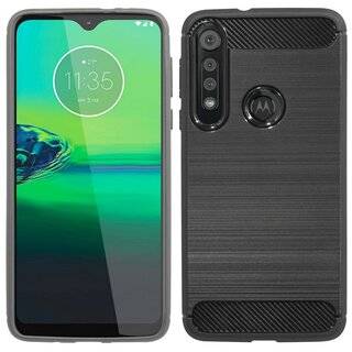 Silikon Hülle Carbon kompatibel mit MOTOROLA MOTO G8 PLAY TPU Case Soft Handyhülle Cover Schutzhülle Schwarz