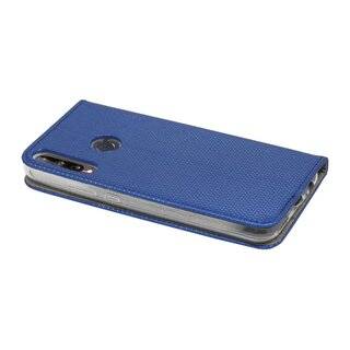 Buch Tasche "Smart" kompatibel mit HUAWEI P40 LITE E Handy Hülle Etui Brieftasche Schutzhülle mit Standfunktion, Kartenfach Blau