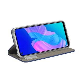 Buch Tasche "Smart" kompatibel mit HUAWEI P40 LITE E Handy Hülle Etui Brieftasche Schutzhülle mit Standfunktion, Kartenfach Blau