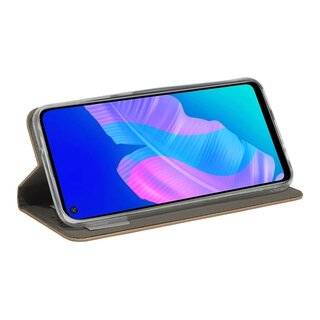 Buch Tasche "Smart" kompatibel mit HUAWEI P40 LITE E Handy Hülle Etui Brieftasche Schutzhülle mit Standfunktion, Kartenfach Gold