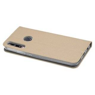 Buch Tasche "Smart" kompatibel mit HUAWEI P40 LITE E Handy Hülle Etui Brieftasche Schutzhülle mit Standfunktion, Kartenfach Gold