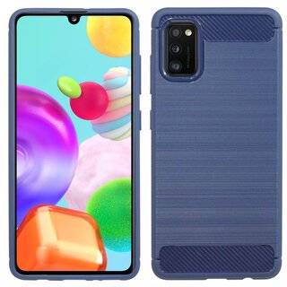 Silikon Hülle Bumper Carbon kompatibel mit SAMSUNG GALAXY A41 A415F Case TPU Soft Handyhülle Cover Schutzhülle Blau