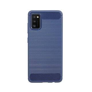 Silikon Hülle Bumper Carbon kompatibel mit SAMSUNG GALAXY A41 A415F Case TPU Soft Handyhülle Cover Schutzhülle Blau