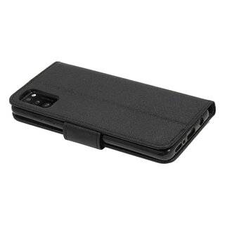 Buch Tasche "Fancy" kompatibel mit SAMSUNG GALAXY A41 (A415F) Handy Hülle Etui Brieftasche Schutzhülle mit Standfunktion, Kartenfach Schwarz