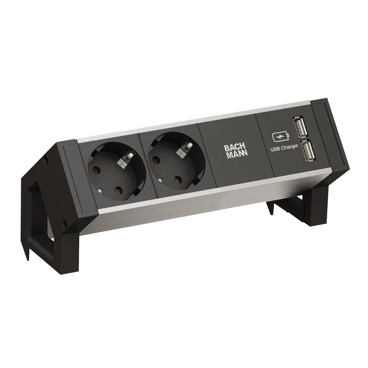 Bachmann DESK 2 ALU BLACK - Steckdosenleiste - Wechselstrom 250 V - Eingabe, Eingang GST18i3 - Ausgangsanschlüsse: 2 (2