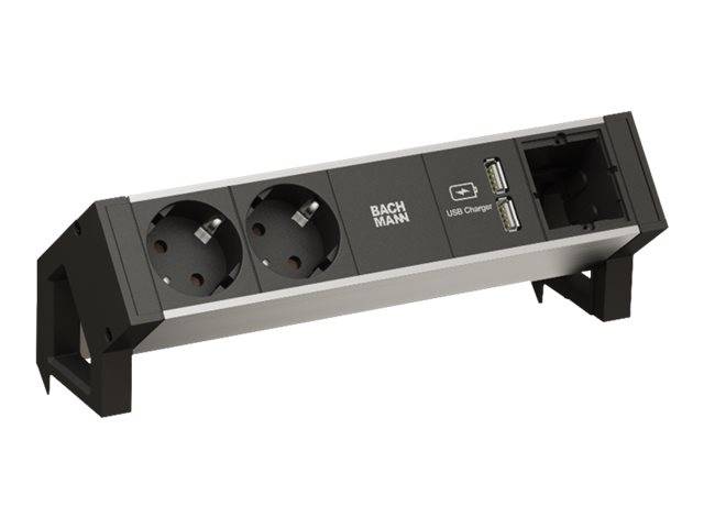 Bachmann DESK 2 ALU BLACK - Steckdosenleiste - Wechselstrom 250 V - Eingabe, Eingang GST18i3 - Ausgangsanschlüsse: 2 (2