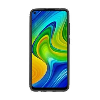 Silikon Hülle Bumper Carbon kompatibel mit XIAOMI REDMI NOTE 9 Case TPU Soft Handyhülle Cover Schutzhülle Schwarz