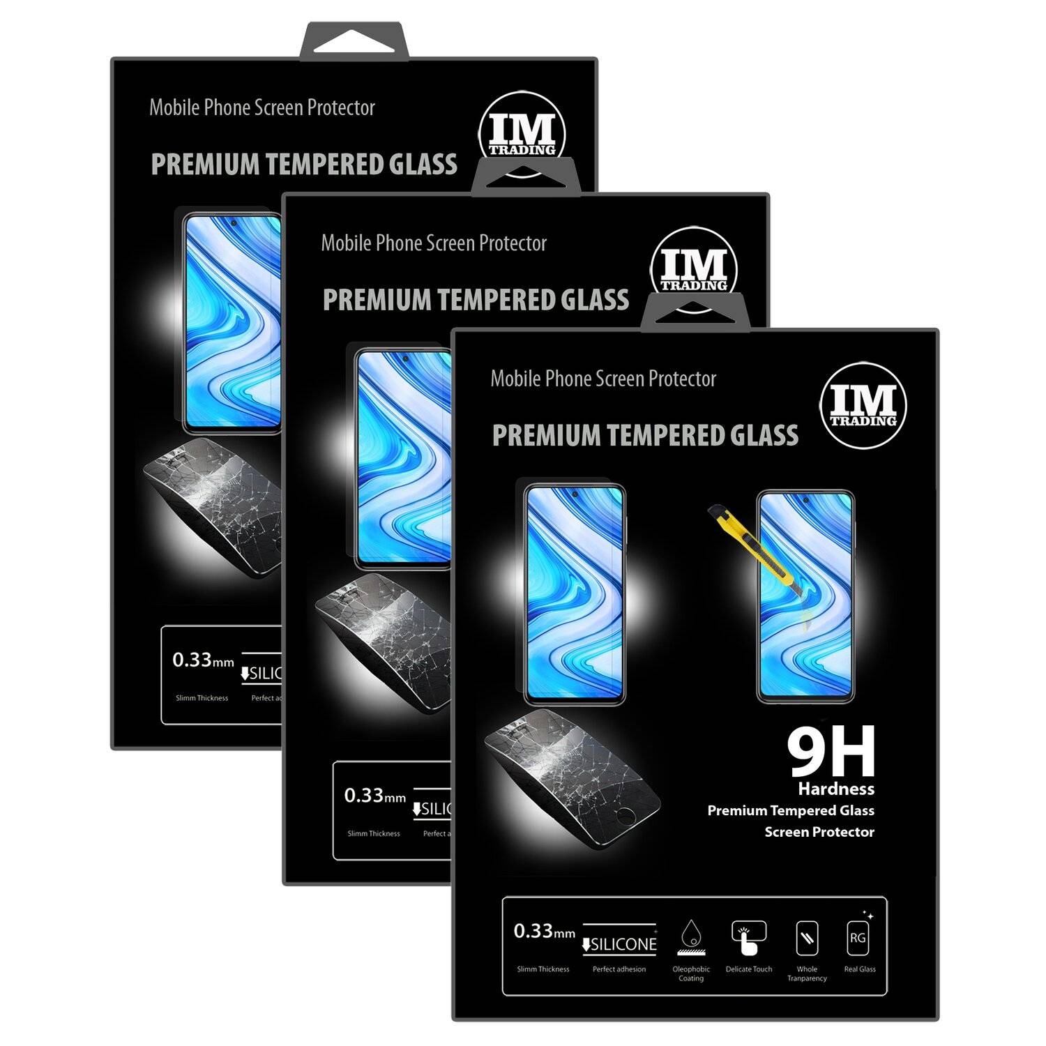 3X Schutz Schutz Glas 9H Tempered Glass Display Schutz Folie Display Glas Screen Protector kompatibel mit XIAOMI REDMI NOTE 9S