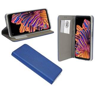 Buch Tasche "Smart" kompatibel mit SAMSUNG GALAXY XOVER PRO (G715F) Handy Hülle Etui Brieftasche Schutzhülle mit Standfunktion, Kartenfach Blau