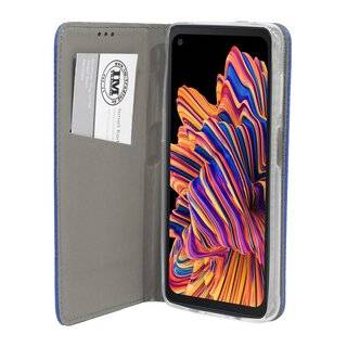 Buch Tasche "Smart" kompatibel mit SAMSUNG GALAXY XOVER PRO (G715F) Handy Hülle Etui Brieftasche Schutzhülle mit Standfunktion, Kartenfach Blau