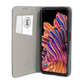 Buch Tasche "Smart" kompatibel mit SAMSUNG GALAXY XOVER PRO (G715F) Handy Hülle Etui Brieftasche Schutzhülle mit Standfunktion, Kartenfach Schwarz