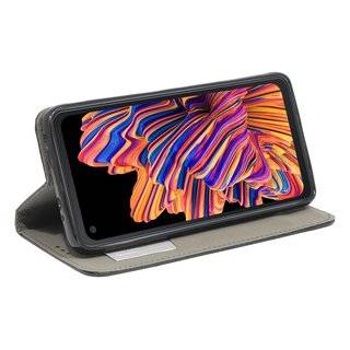Buch Tasche "Smart" kompatibel mit SAMSUNG GALAXY XOVER PRO (G715F) Handy Hülle Etui Brieftasche Schutzhülle mit Standfunktion, Kartenfach Schwarz