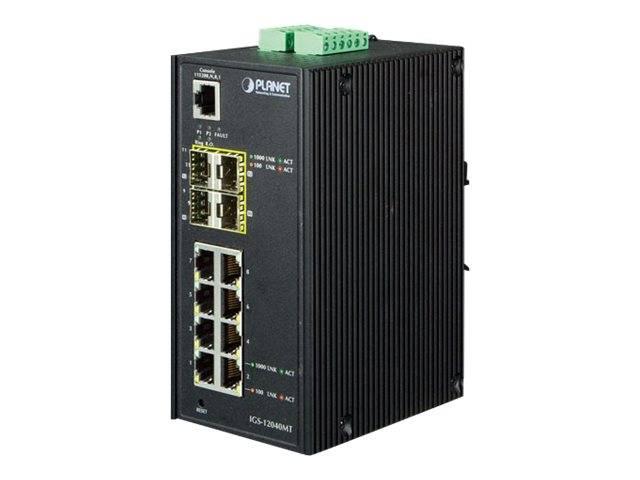 Planet IGS-12040MT - Switch - managed - 8 x 10/100/1000 + 4 x Gigabit SFP - an D