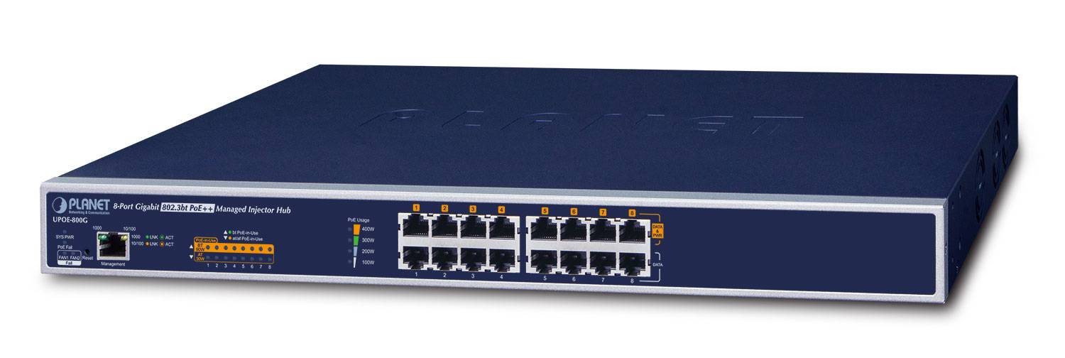 Planet UPOE-800G - Power Injector (Rack - einbaufähig) - Wechselstrom 100/240 V