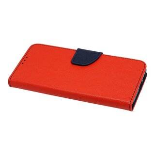 Buch Tasche "Fancy" kompatibel mit HUAWEI P40 LITE Handy Hülle Etui Brieftasche Schutzhülle mit Standfunktion, Kartenfach Rot-Blau
