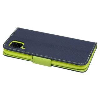 Buch Tasche "Fancy" kompatibel mit HUAWEI P40 LITE Handy Hülle Etui Brieftasche Schutzhülle mit Standfunktion, Kartenfach Blau-Grün