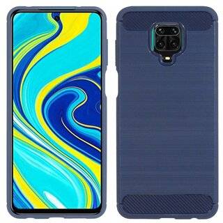Silikon Hülle Bumper Carbon kompatibel mit XIAOMI REDMI NOTE 9 PRO MAX Case TPU Soft Handyhülle Cover Schutzhülle Blau