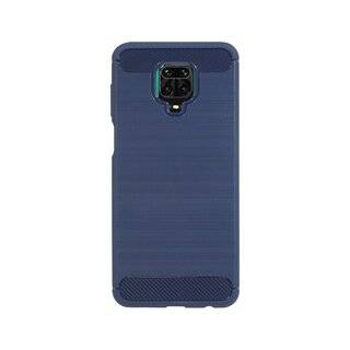 Silikon Hülle Bumper Carbon kompatibel mit XIAOMI REDMI NOTE 9S Case TPU Soft Handyhülle Cover Schutzhülle Blau