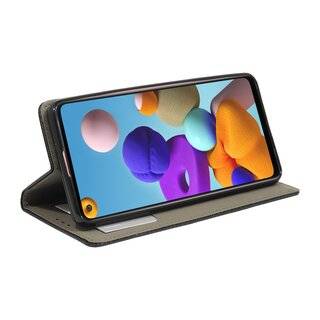Buch Tasche "Smart" kompatibel mit SAMSUNG GALAXY A21S ( A217F ) Handy Hülle Etui Brieftasche Schutzhülle mit Standfunktion, Kartenfach Schwarz