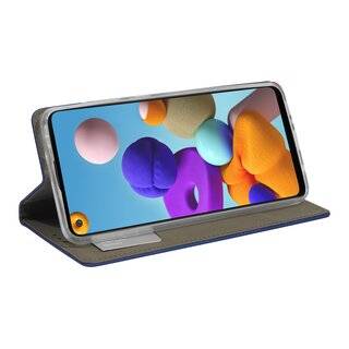 Buch Tasche "Smart" kompatibel mit SAMSUNG GALAXY A21S ( A217F ) Handy Hülle Etui Brieftasche Schutzhülle mit Standfunktion, Kartenfach Blau
