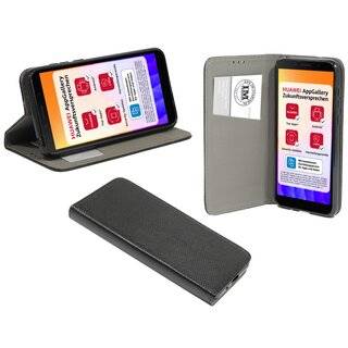 Buch Tasche "Smart" kompatibel mit HUAWEI Y5P Handy Hülle Etui Brieftasche Schutzhülle mit Standfunktion, Kartenfach Schwarz