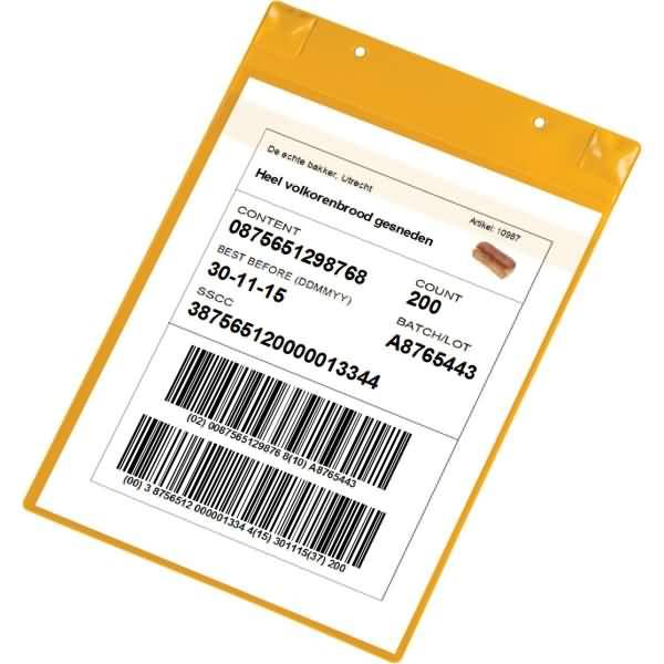 Kennzeichnungstasche mit Schutzklappe A4 hoch magnetisch VE=5 Stück gelb