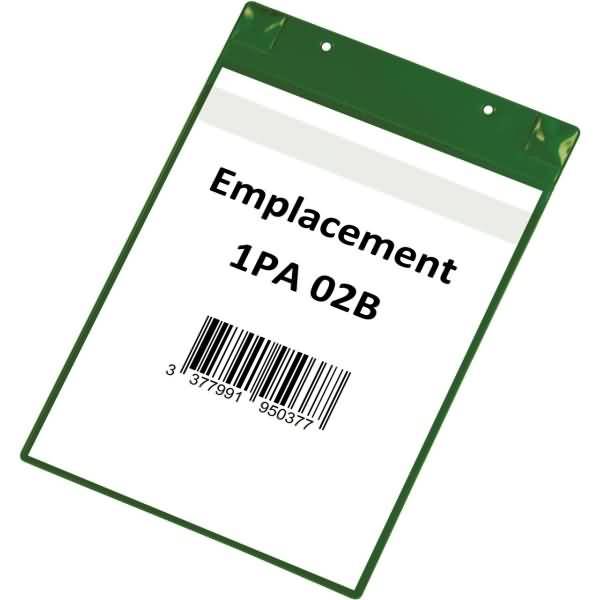 Kennzeichnungstasche mit Schutzklappe A4 hoch magnetisch VE=5 Stück grün