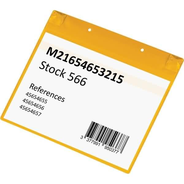 Kennzeichnungstasche mit Schutzklappe A4 quer magnetisch VE=5 Stück gelb