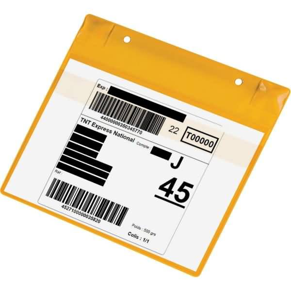 Kennzeichnungstasche mit Schutzklappe A5 quer magnetisch VE=5 Stück gelb