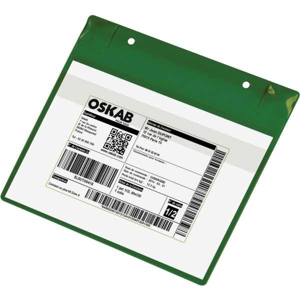 Kennzeichnungstasche mit Schutzklappe A5 quer magnetisch VE=5 Stück grün