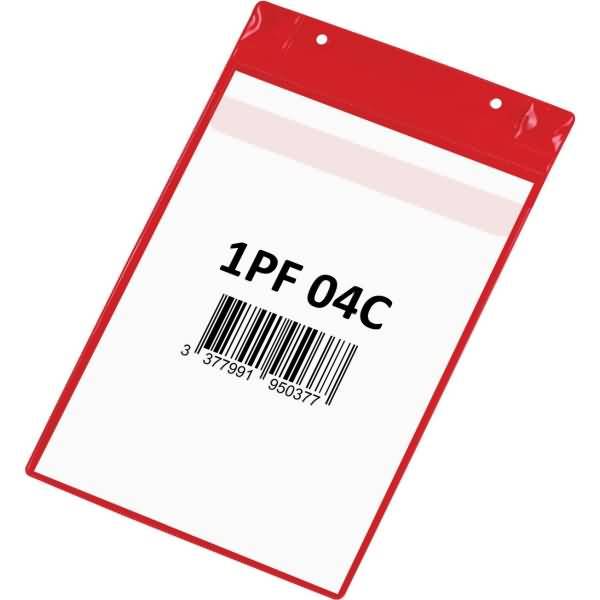 Kennzeichnungstasche mit Schutzklappe A4XL magnetisch VE=5 Stück rot