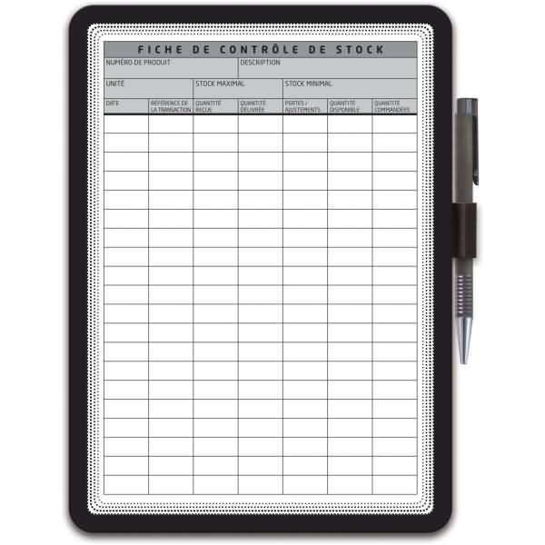 Kontrollblatthalter Magneto A4 selbstklebend mit Stift schwarz