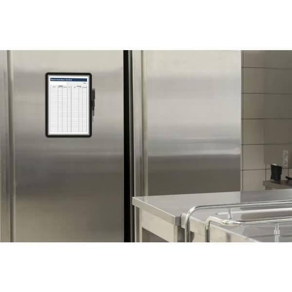 Kontrollblatthalter Magneto A4 selbstklebend mit Stift schwarz