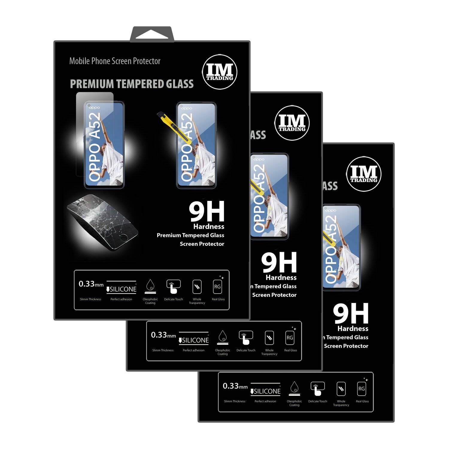 cofi1453 3X Schutz Schutz Glas 9H Tempered Glass Display Schutz Folie Display Glas Screen Protector kompatibel mit Oppo A52