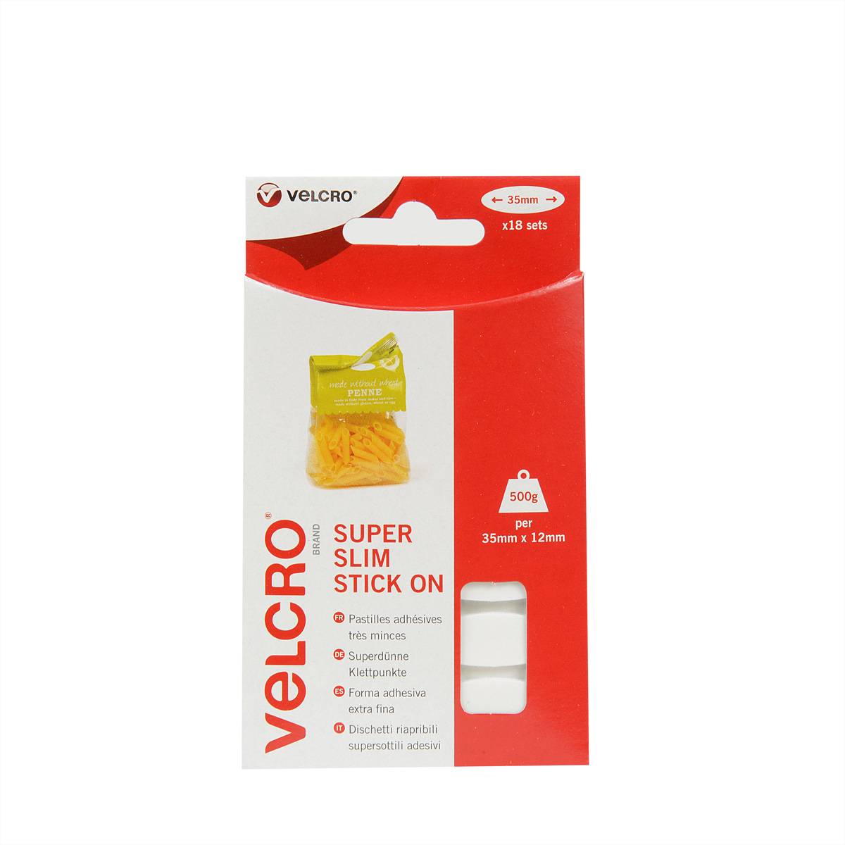 VELCRO® Super Slim Klettovale Selbstklebend, Haken & Flausch 18 sets Weiß