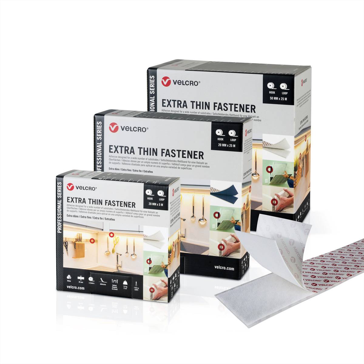 VELCRO® Extra Thin Fastener 5m Hakenband 5m Flauschband, Haken & Flausch 50mm schwarz