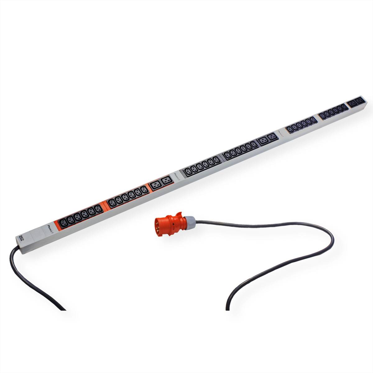 BACHMANN IT PDU ALU 1HE 36x C13 6x C19 CEE 3x16A rot