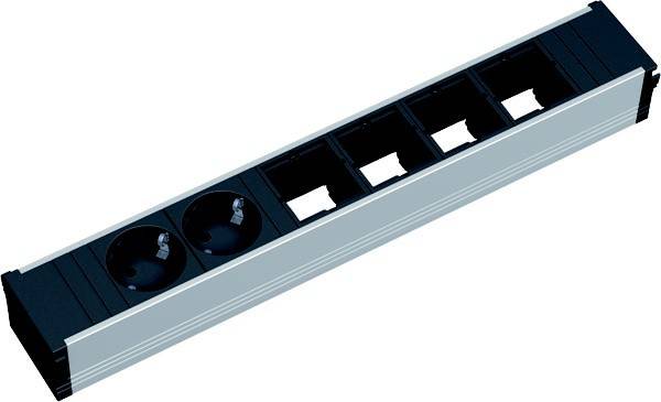 Bachmann 912.005 Steckdosenleiste ohne Schalter Aluminium, Schwarz Schutzkontakt