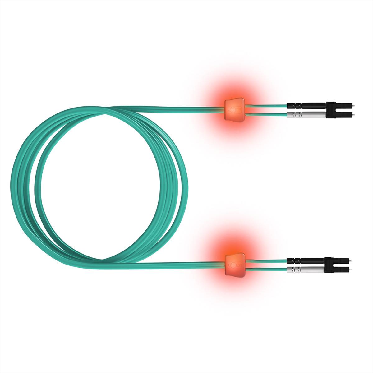 EasyLan LWL Duplex LED-Patchkabel OM3, 50/125 µm, LC/LC, aqua, 5,0 m