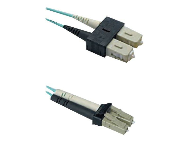 EasyLan LWL Duplex LED-Patchkabel OM3, 50/125 µm, LC/SC, aqua, 5,0 m