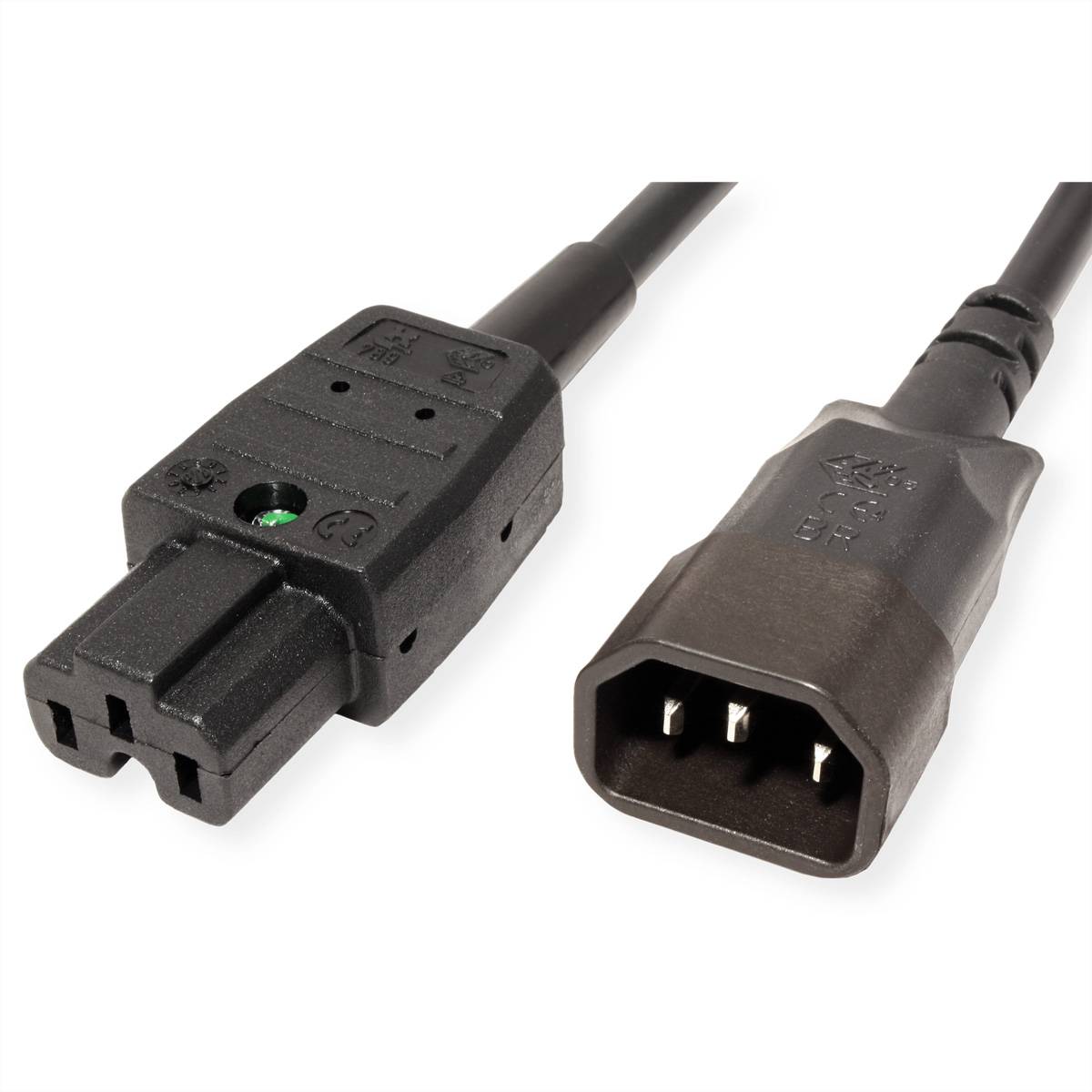 BACHMANN Netzkabel Kaltgerätestecker-Stecker auf Warmgeräte-Kupplung, IEC320 C14/C15, 3 m