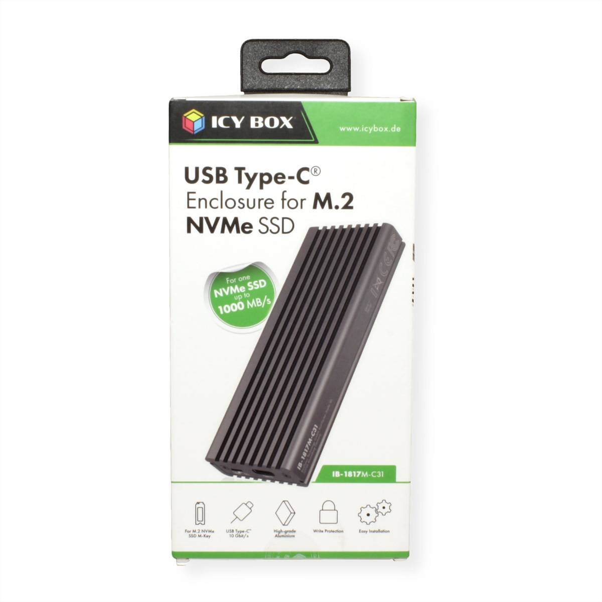 RaidSonic IB-1817M-C31 USB C Gehäuse für M.2 NVMe SSD