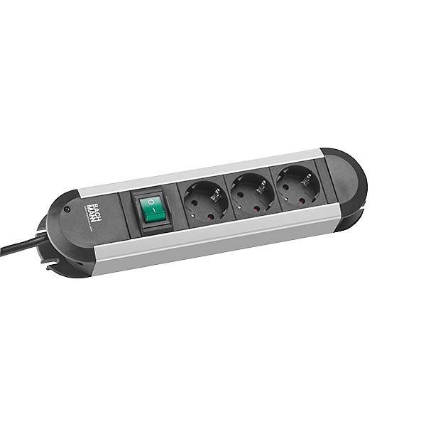 Bachmann 330.070 Steckdosenleiste mit Schalter Schwarz, Aluminium Schutzkontakt 1St.