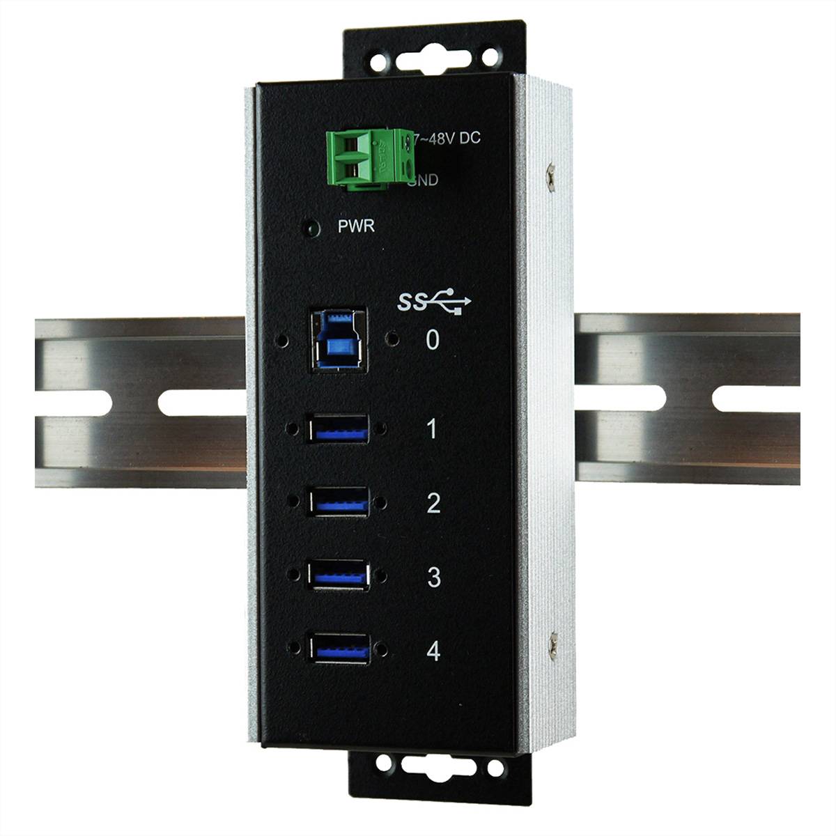 EXSYS EX-1185HMVS-WT USB3.0 Metall Hub 4 Ports Din Rail Temperaturber. -40°C bis 85°C