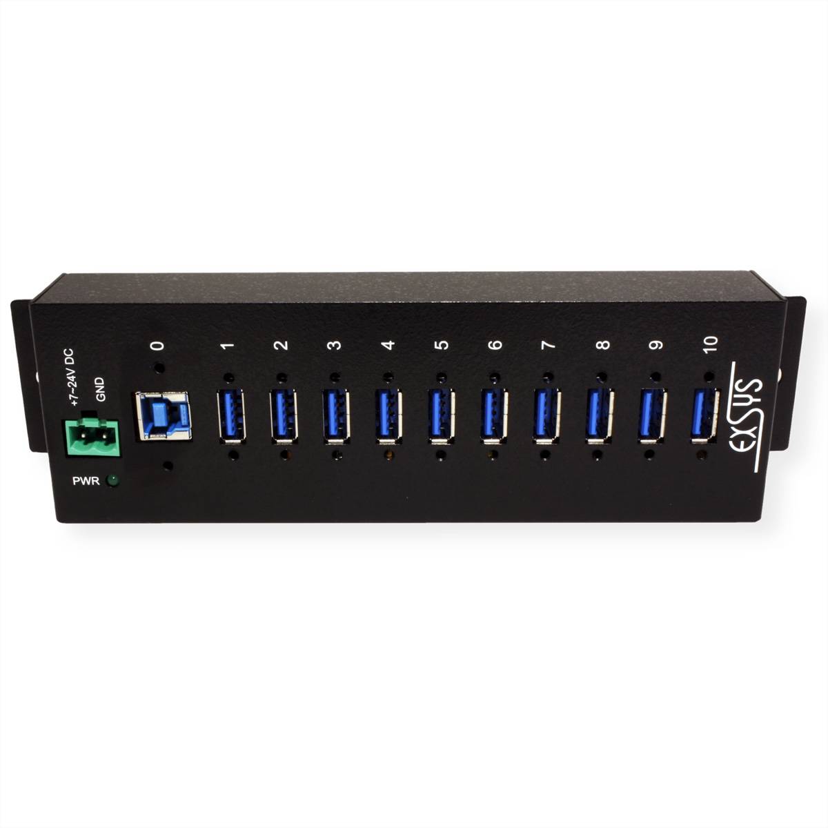 EXSYS EX-1110HMVS 10 Port USB 3.2 Gen1 HUB 15KV ESD Surge Protection Metallgehäuse