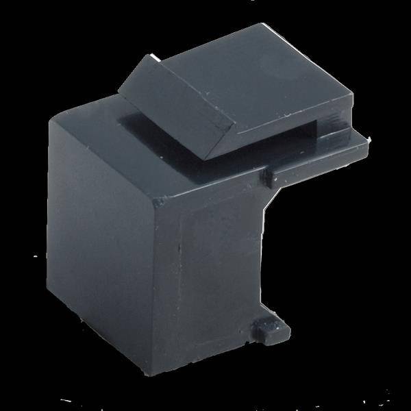 Ein schwarzes, würfelförmiges Objekt aus Kunststoff mit einer geneigten Oberseite, das einem stilisierten Turm im Schachspiel ähnelt, vor einem einfarbig schwarzen Hintergrund.