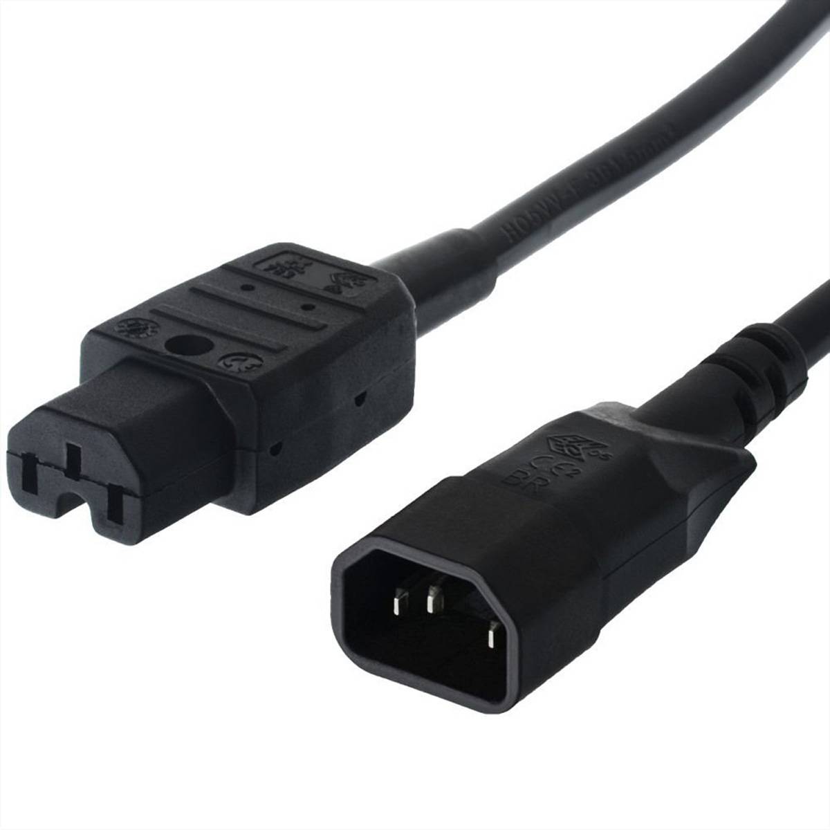 BACHMANN Netzkabel Kaltgerätestecker-Stecker auf Warmgeräte-Kupplung, IEC320 C14/C15, 1 m